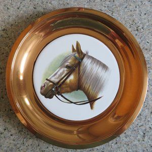 Vtg English Copper & China Horse Head Plate 9.25" dia. (213C)